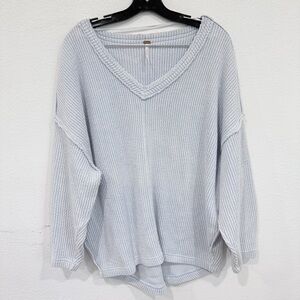 Free People Easy V Sweatshirt Light Blue Women’s Size X-Small Oversized Fit
